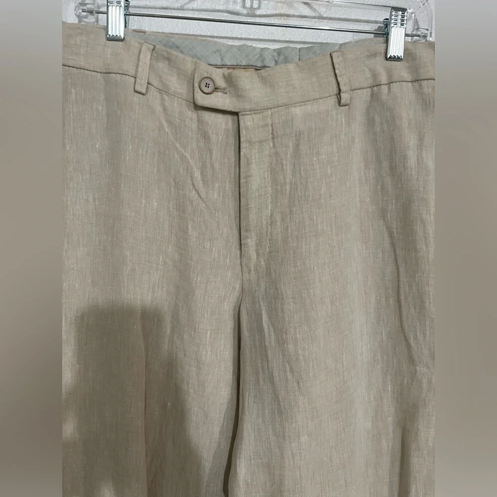 HILTL men’s contemporary fit linen blend pants NWOT size 54 raw hem